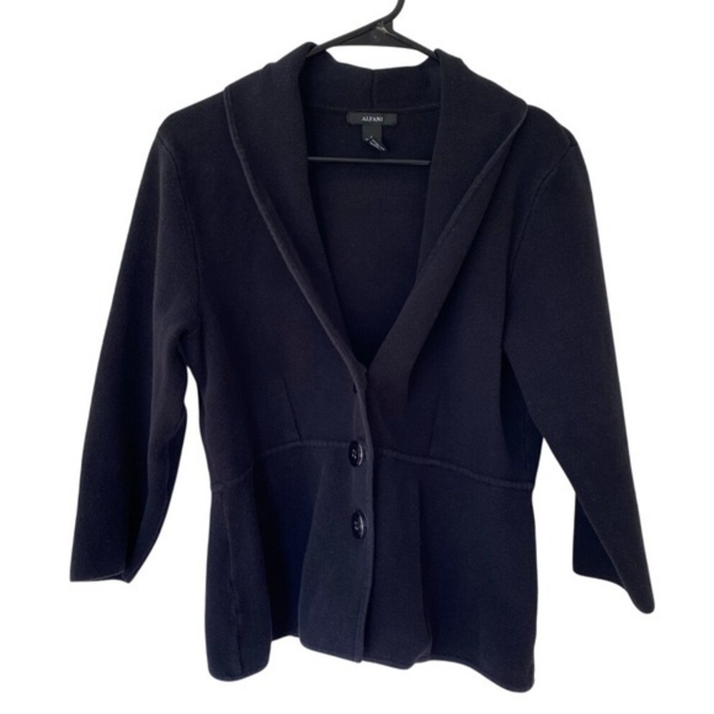 Alfani Women's Black Jacket Sweater Knit Blazer SZ L Work Wear‎ Elegant